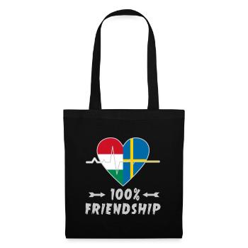Ungarn und Schweden 100% Freundschaft - Stoffbeutel - Schwarz - Vorne