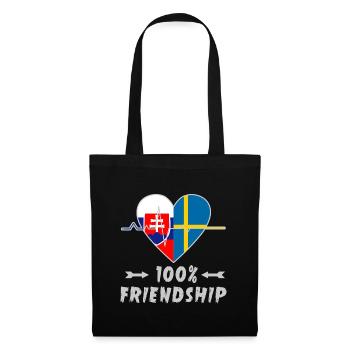 Slowakei und Schweden 100% Freundschaft - Stoffbeutel - Schwarz - Vorne