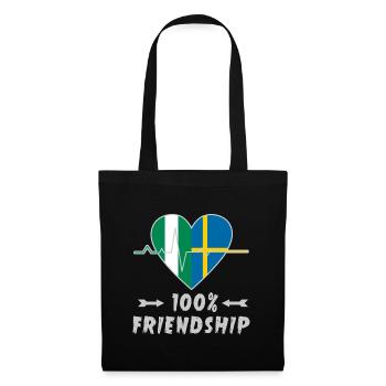 Nigeria und Schweden 100% Freundschaft - Stoffbeutel - Schwarz - Vorne