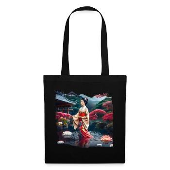 Dame japonaise - Sac en tissu - noir - Devant