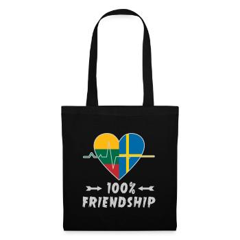 Litauen und Schweden 100% Freundschaft - Stoffbeutel - Schwarz - Vorne