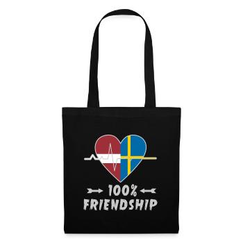 Lettland und Schweden 100% Freundschaft - Stoffbeutel - Schwarz - Vorne