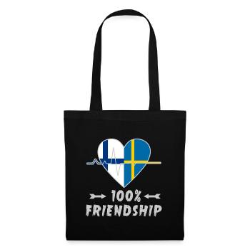 Finnland und Schweden 100% Freundschaft - Stoffbeutel - Schwarz - Vorne