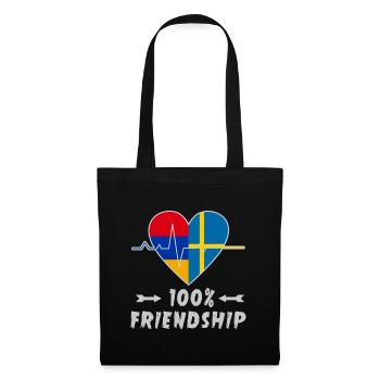 Armenien und Schweden 100% Freundschaft - Stoffbeutel - Schwarz - Vorne