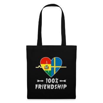 Bolivien und Schweden 100% Freundschaft - Stoffbeutel - Schwarz - Vorne