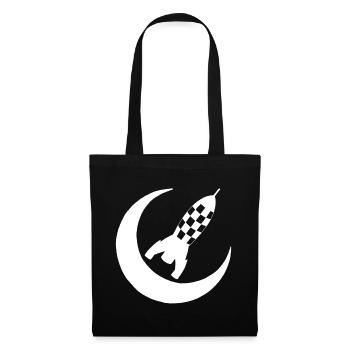 Fusée blanche et demi lune - Sac en tissu - noir - Devant