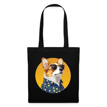 Stylish Corgi Dog in a Polka Dot Shirt - Tote Bag - black - Front