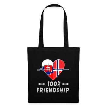Slowakei und Norwegen 100% Freundschaft - Stoffbeutel - Schwarz - Vorne