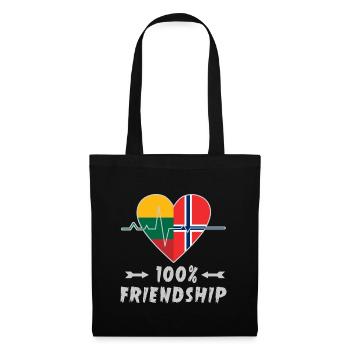 Litauen und Norwegen 100% Freundschaft - Stoffbeutel - Schwarz - Vorne