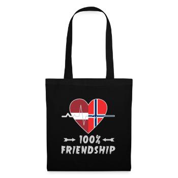 Lettland und Norwegen 100% Freundschaft - Stoffbeutel - Schwarz - Vorne