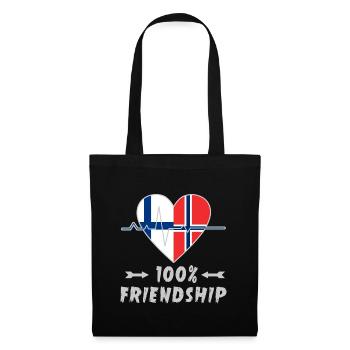 Finnland und Norwegen 100% Freundschaft - Stoffbeutel - Schwarz - Vorne