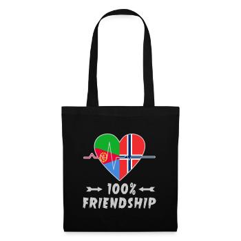 Eritrea und Norwegen 100% Freundschaft - Stoffbeutel - Schwarz - Vorne