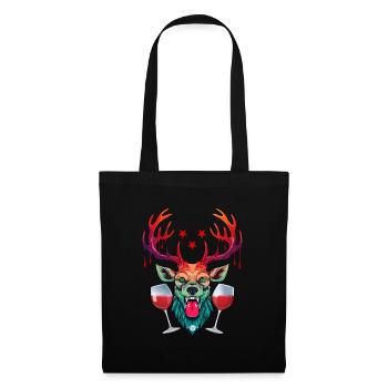 09 Party Deer Two Glasses of Wine Red Wine Cheers Star - Tote Bag - black - Front
