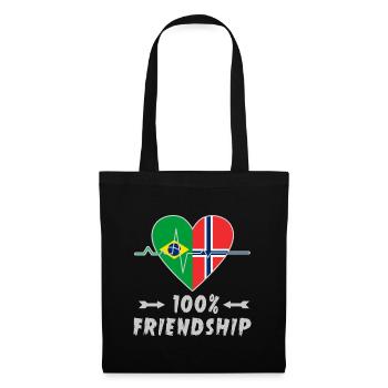 Brasilien und Norwegen 100% Freundschaft - Stoffbeutel - Schwarz - Vorne