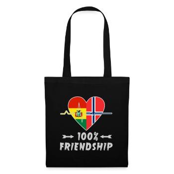 Bolivien und Norwegen 100% Freundschaft - Stoffbeutel - Schwarz - Vorne