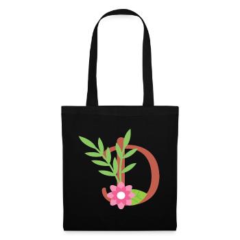 Elegant letter 'D' with flowers - Tote Bag - black - Front