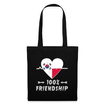 Südkorea und Polen 100% Freundschaft - Stoffbeutel - Schwarz - Vorne