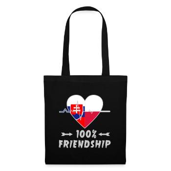 Slowakei und Polen 100% Freundschaft - Stoffbeutel - Schwarz - Vorne