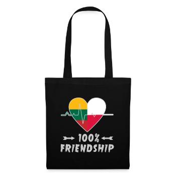 Litauen und Polen 100% Freundschaft - Stoffbeutel - Schwarz - Vorne
