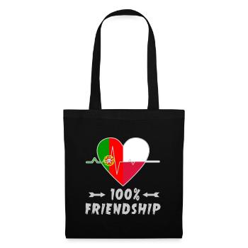 Portugal und Polen 100% Freundschaft - Stoffbeutel - Schwarz - Vorne