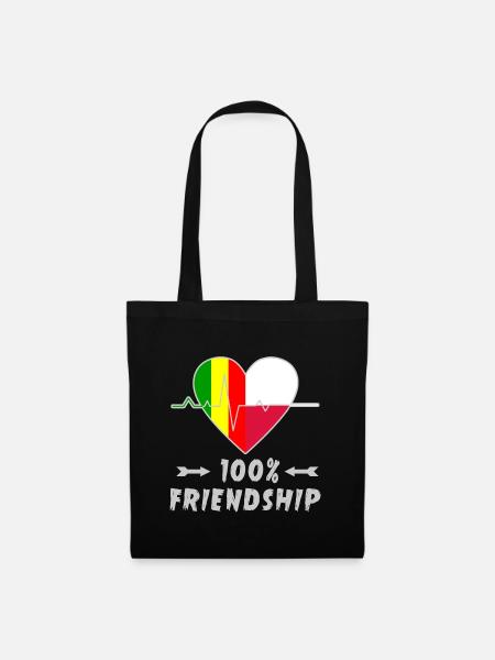 Mali und Polen 100% Freundschaft - Stoffbeutel - Schwarz