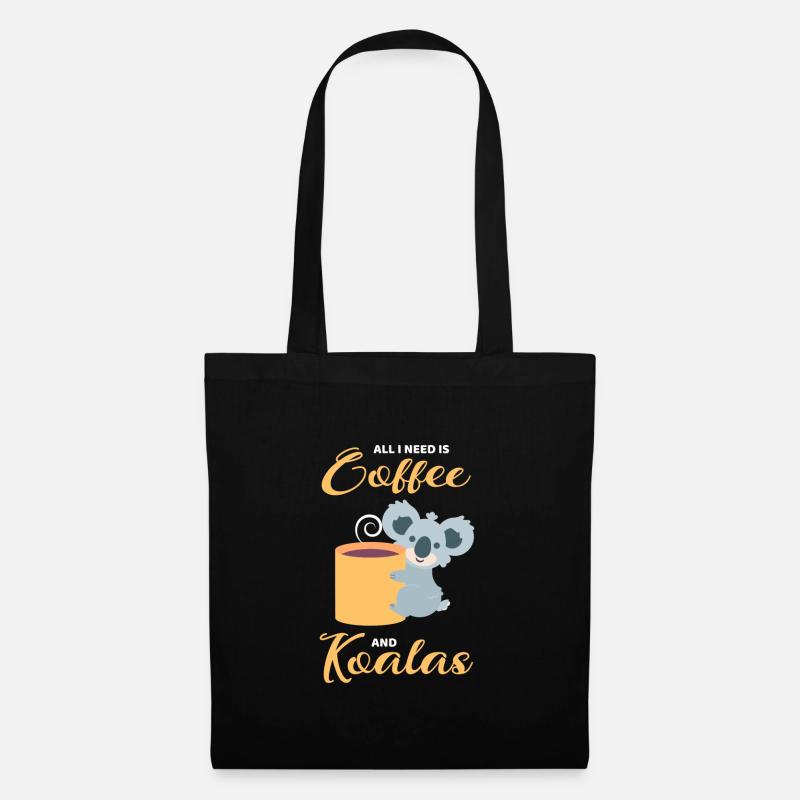 Koalas und Kaffee - Stoffbeutel - Schwarz