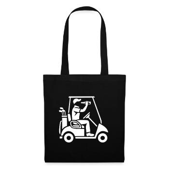 Golfeur de golf drôle avec de la bière dans une voiturette de golf - Sac en tissu - noir - Devant