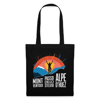 Montagnes cyclables Stelvio Ventoux Alpe d’Huez KOM - Sac en tissu - noir - Devant