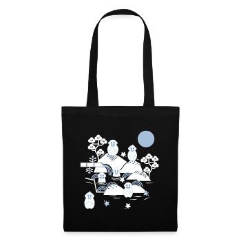 Chilling monkeys in a hot spring l white blue navy - Tote Bag - black - Front