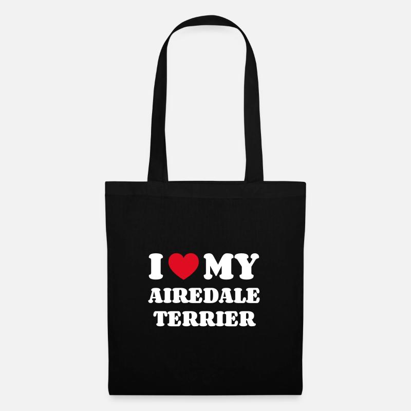 I Love My Airedale Terrier - Stoffbeutel - Schwarz