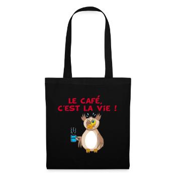 Hibou et café - Sac en tissu - noir - Devant