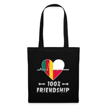 Kamerun und Polen 100% Freundschaft - Stoffbeutel - Schwarz - Vorne