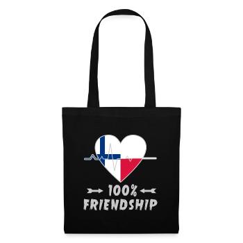 Finnland und Polen 100% Freundschaft - Stoffbeutel - Schwarz - Vorne