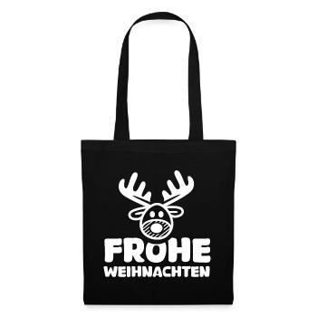 Frohe Weihnachten Rentier Elch comic cartoon Logo - Stoffbeutel - Schwarz - Vorne