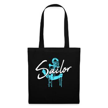 marin ancre graffiti chute voile texte disant - Sac en tissu - noir - Devant