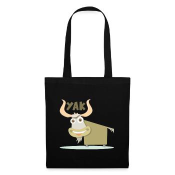 Fröhliche und farbenfrohe Illustration eines Yaks - Stoffbeutel - Schwarz - Vorne