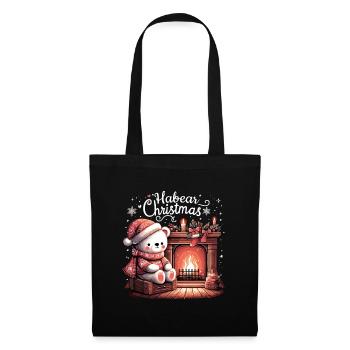Eisbär Bär Weihnachten Kamin Geschenk - Stoffbeutel - Schwarz - Vorne