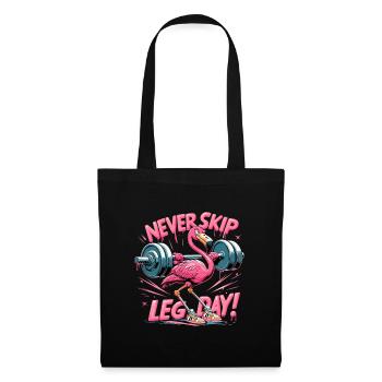 Leg Day Flamingo Beintraining witzig Gym Geschenk - Stoffbeutel - Schwarz - Vorne