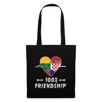 Litauen und Kroatien 100% Freundschaft - Stoffbeutel - Schwarz - Vorne