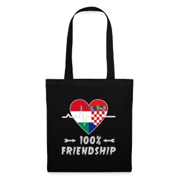 Ungarn und Kroatien 100% Freundschaft - Stoffbeutel - Schwarz - Vorne