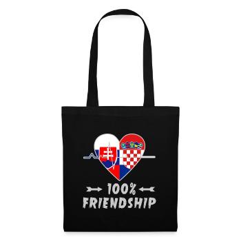 Slowakei und Kroatien 100% Freundschaft - Stoffbeutel - Schwarz - Vorne