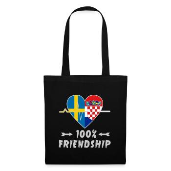 Schweden und Kroatien 100% Freundschaft - Stoffbeutel - Schwarz - Vorne
