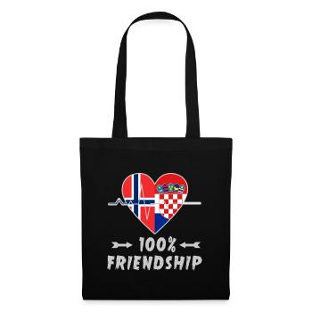 Norwegen und Kroatien 100% Freundschaft - Stoffbeutel - Schwarz - Vorne