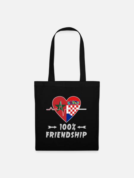 Marokko und Kroatien 100% Freundschaft - Stoffbeutel - Schwarz