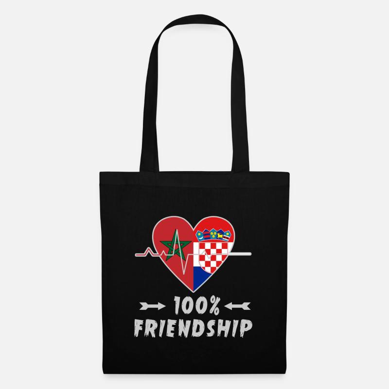 Marokko und Kroatien 100% Freundschaft - Stoffbeutel - Schwarz