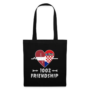Lettland und Kroatien 100% Freundschaft - Stoffbeutel - Schwarz - Vorne