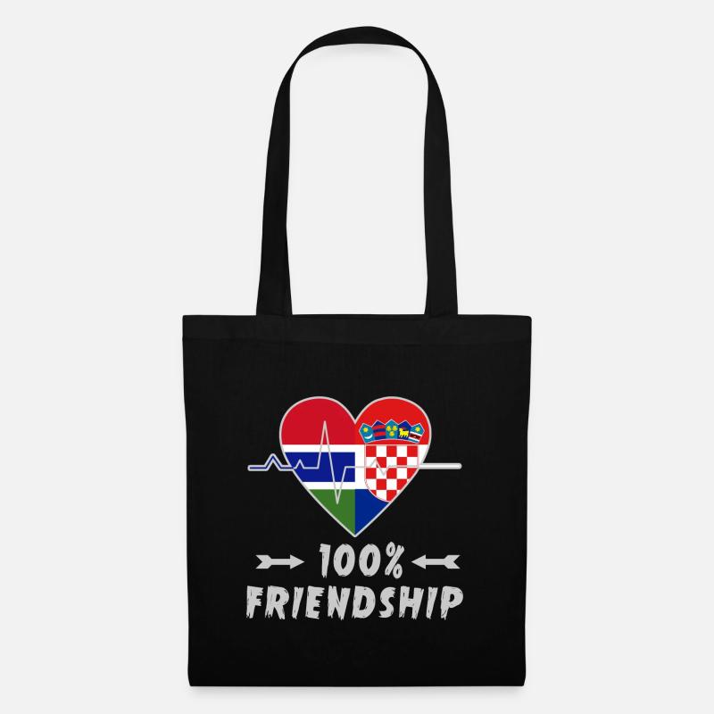 Gambia und Kroatien 100% Freundschaft - Stoffbeutel - Schwarz