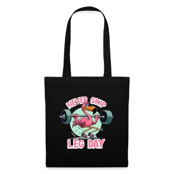 Leg Day Flamingo Beintraining witzig Gym Geschenk - Stoffbeutel - Schwarz - Vorne