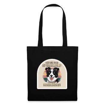 Border Collie Hund Spiegelbild meines Herrchens - Stoffbeutel - Schwarz - Vorne