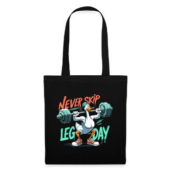 Leg Day Gans Beintraining witzig Gym Geschenk - Stoffbeutel - Schwarz - Vorne